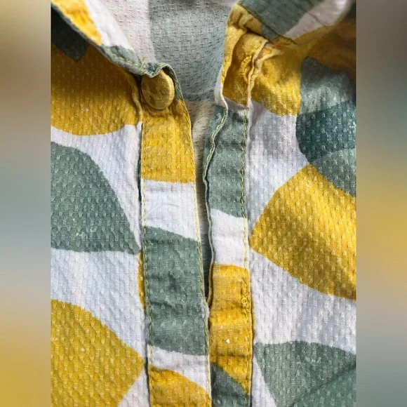 Ever Touch by Malika Lemon Print Shirt Dress XL Textured Button Front - Picture 6 of 9